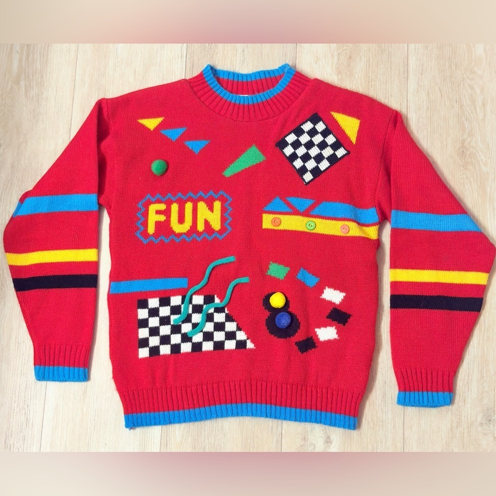 Vintage Jet Sweat Kids Sweater 80’s/90’s FUN Geometric Shapes Made In USA